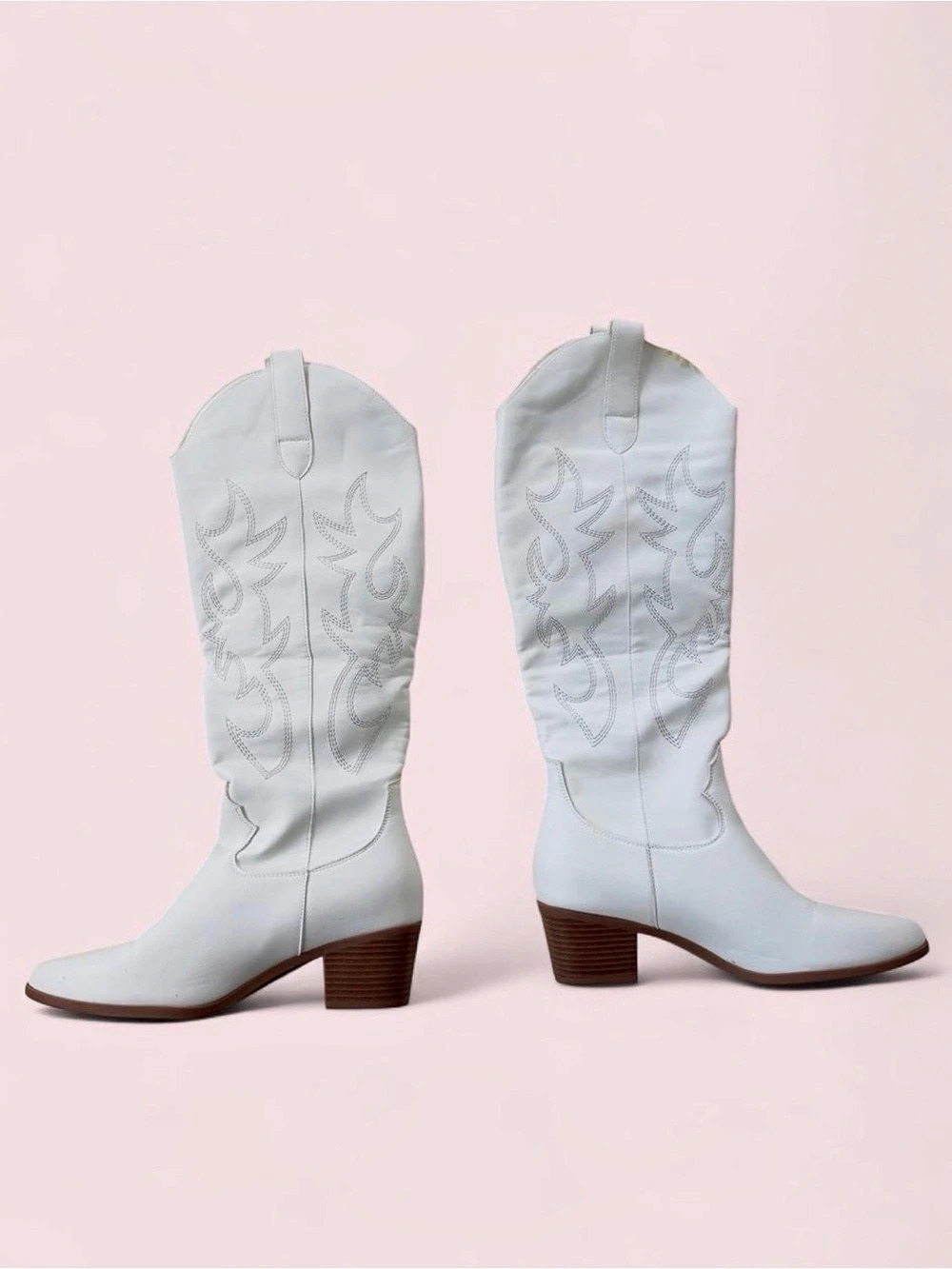 White Western Heeled Boots